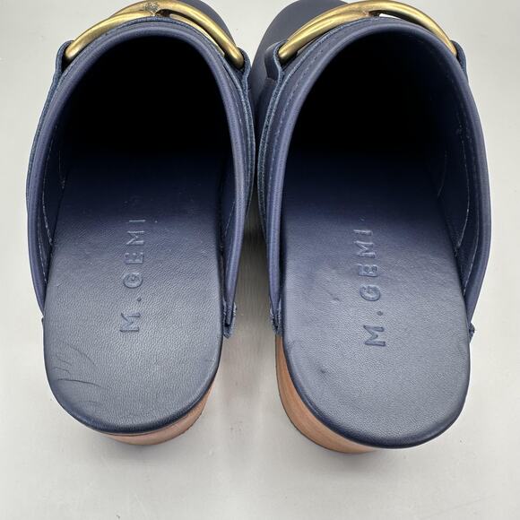 M.GEMI Miriam Clogs Mules Womens Size US 6/EU 36 Navy Calf Leather Made in Italy - Picture 7 of 8